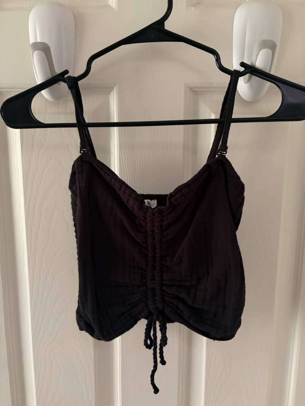aerie‎ Black Ruched Drawstring Crop Tank